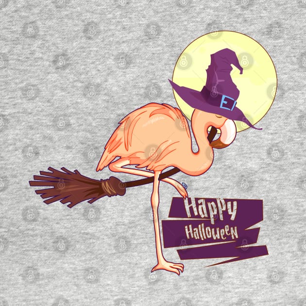 Flamingo Happy Halloween by KrasiStaleva